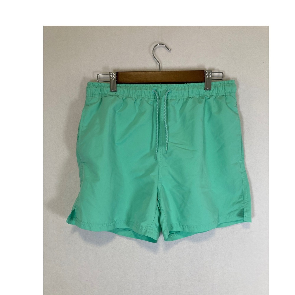 Summer Primark Mens Medium Mint Green Mesh Lined Drawstring Swim Trunks Shorts